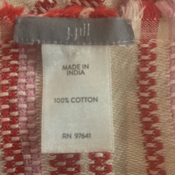 J. Jill Colorful Fringed Throw/Picnic Blanket, Size 4’ x 6’ - Picture 6 of 7